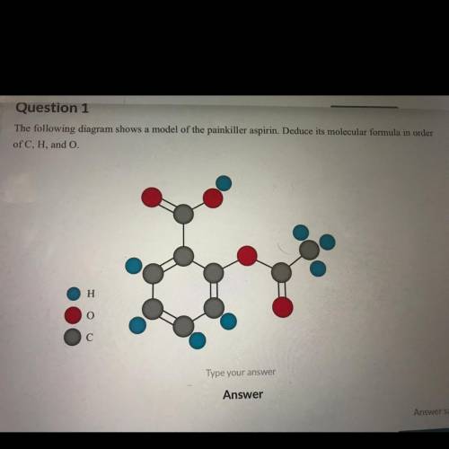 Answer this pls

The following diagram shows a model of the painkiller aspirin. Deduce it’s molecu