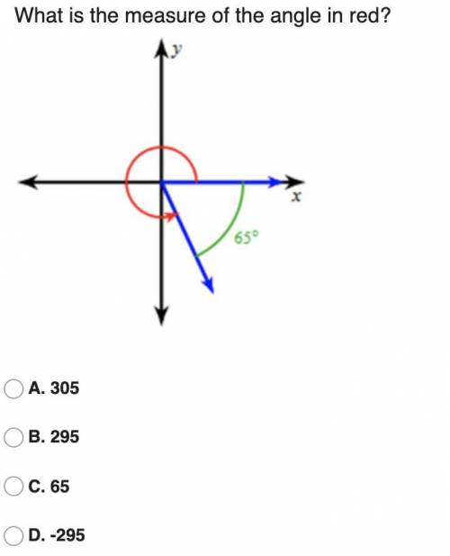 What is the measure of the angle in red?