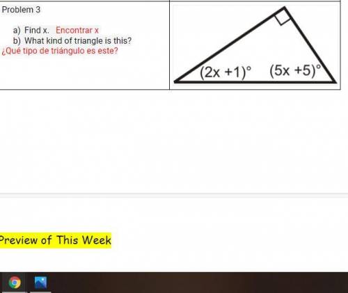 Find x and what type of angle is this?