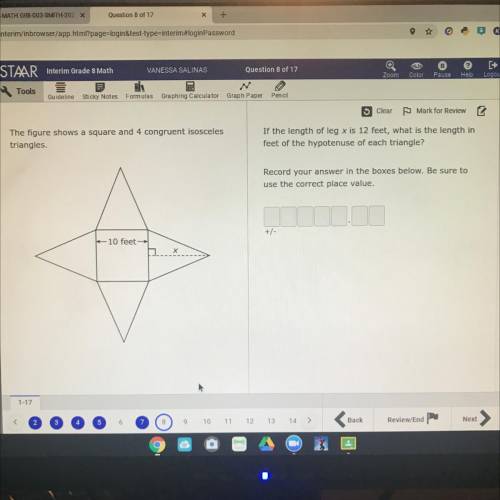 If the length of leg x is 12 feet, what is the length in feet of the hypotenuse of each triangle? R