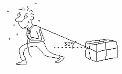 A person pulls a 50. kg box pictured below with a force of 100. N.  The coefficient of kinetic fric