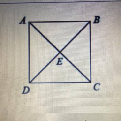 If ABCD is a square what is m< AEB 
A) 30° 
B) 45° 
C) 60° 
D) 90°