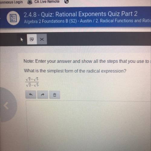 What is the simplest form of the radical expression?
√2+5
√2-15