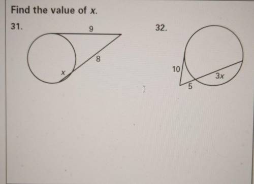 Find the value of x circle and triangle looking thing