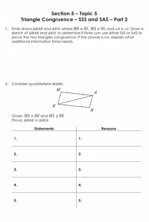 Need help writing statements and reasons. 
SSS SAS