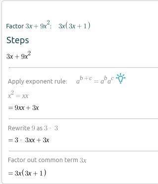 Simplify:
(7x^2+21x^3) / (3x+9x^2)