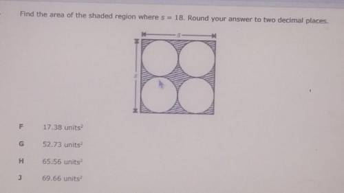 Find the area of the shaded region where s 18. Round your answer to two decimal places.