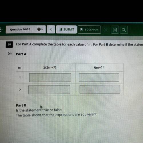 PLEASE HELP!!

For Part A complete the table for each value of m. For Part B determine if the stat