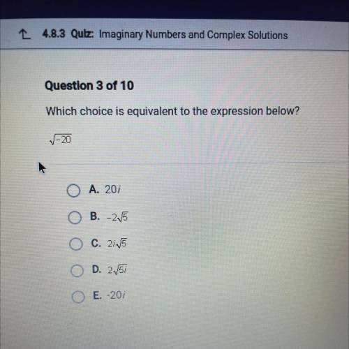 Question 3 of 10
Which choice is equivalent to the expression below?