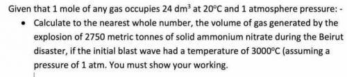 Pls help i'll uh give u a cute pebble

Given that 1 mole of any gas occupies 24 dm at 20°C and 1 a