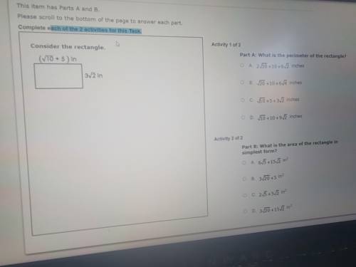 What is the perimeter of the rectangle?

What is the area of the rectangle in simplest form?
**Loo