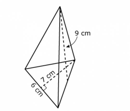 A toy pyramid has the dimensions shown below. The base of the pyramid is an equilateral triangle. W