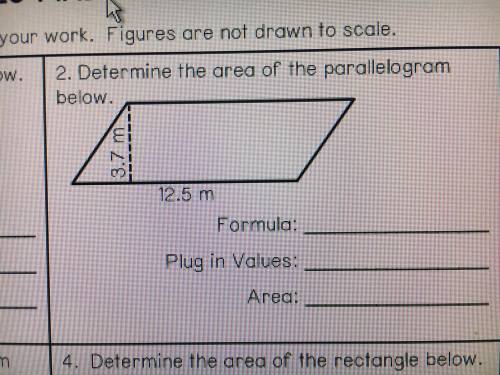 Determine the area of the parallelogram below
PIC IS BELOW
