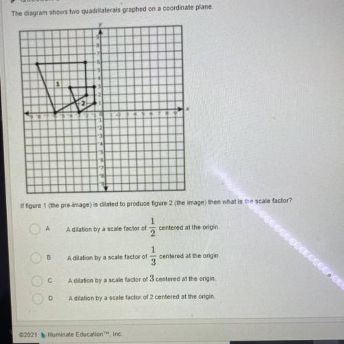 The diagram shows two quadrilaterals graphed on a coordinate plane

If figure 1 (the pre-image) is