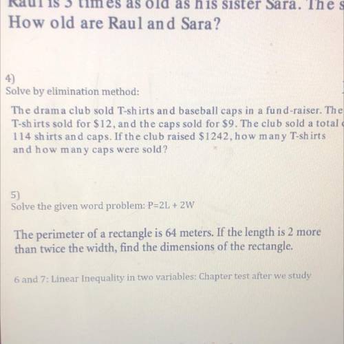 The perimeter of a rectangle is 64 meters. If the length is 2 more

than twice the width, find the