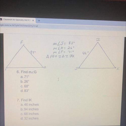 I need help on this question please !

7. Find IK
a. 46 inches
b.94 inches
C. 68 inches
d. 32 inch