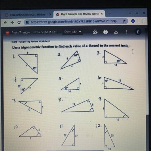 Please Help!

Right Triangle Trig Review Worksheet
Use a trigonometric function to find each value