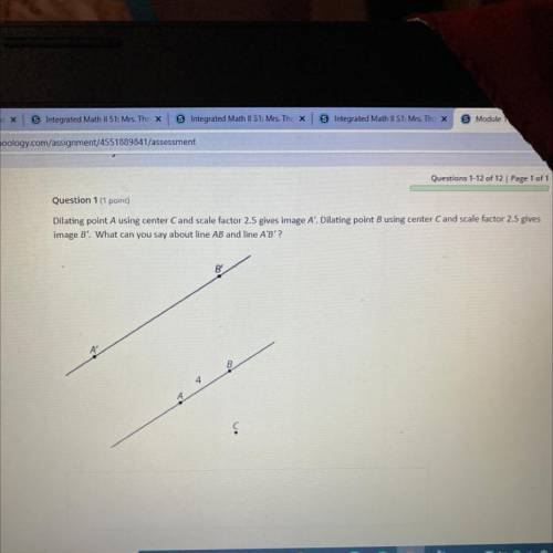 Dilating point A using center Cand scale factor 2.5 gives image A'. Dilating point B using center C