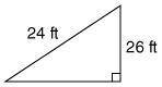 A 26-foot ladder is placed against a house and reaches the 24-foot roof. If you want to find the di