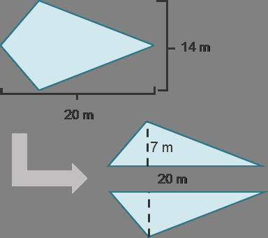 Plz hurry

A kite was broken into two triangles.The area of each triangle is ____ m2.The total are