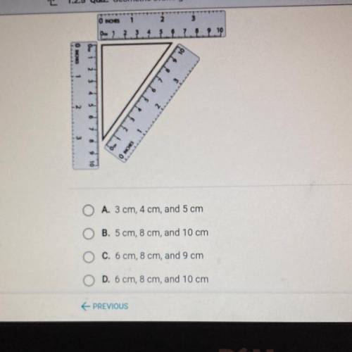 Which three side lengths best describe the triangle in the diagram?