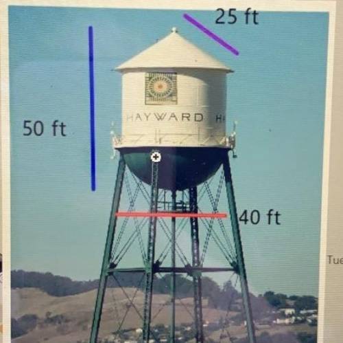 Explain how you could the surface area and volume of the water tower