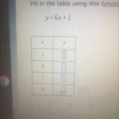 Y=6x+1 fill in the table using function rule
