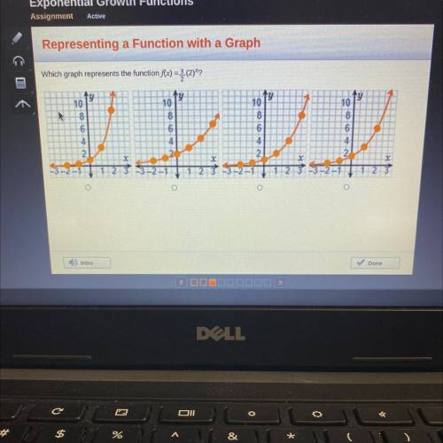 Which graph represents the function f(x)=3/2(2)superscript x? I’ll give Brainliest or whatever