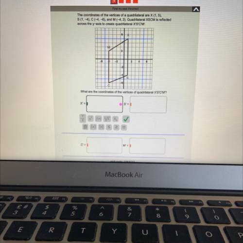 The coordinates of the vertices of a quadrilateral are X (1,5), S (1,-4), C (-4,-6), and M (-4,2).