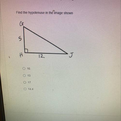 Find the hypotenuse in image shown