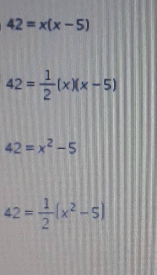Which equation would best help solve the following problem? The height of a triangle is 5 m less th