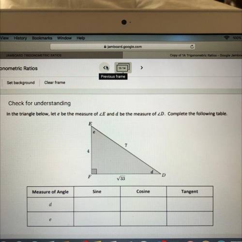 I need to know the answers to the table.