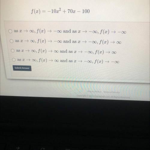 The function f(x) is defined below. What is the end behavior of f(x)?