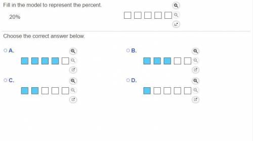 Fill in the model to represent the percent.
20 %