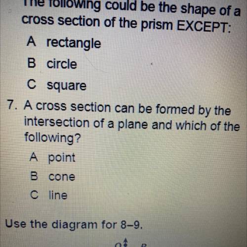 A cross section can be formed by the

intersection of a plane and which of the
following?
Number 7