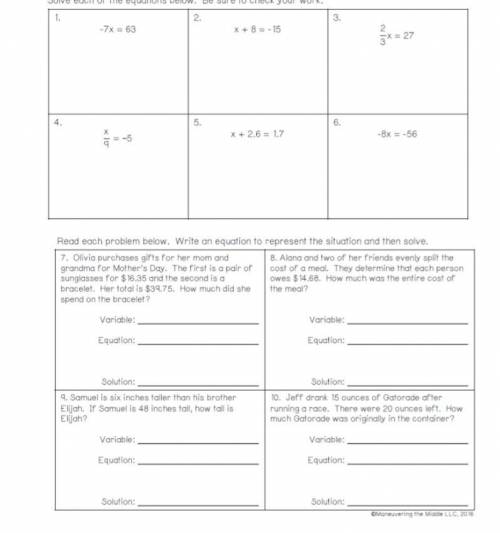 Solving one step equations with explanation please