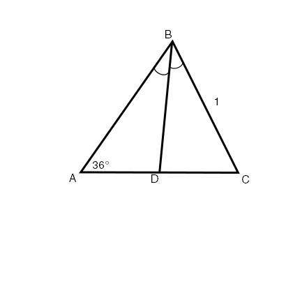 Given: Isosceles triangle ABC with vertex angle A, equal sides AB and AC, and an angle bisector, BD
