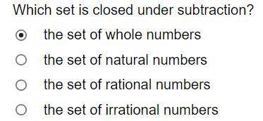 Which set is closed under subtraction?