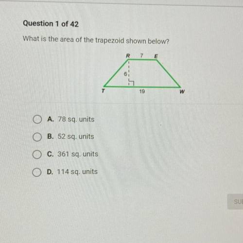 What is the area of the trapezoid shown below?