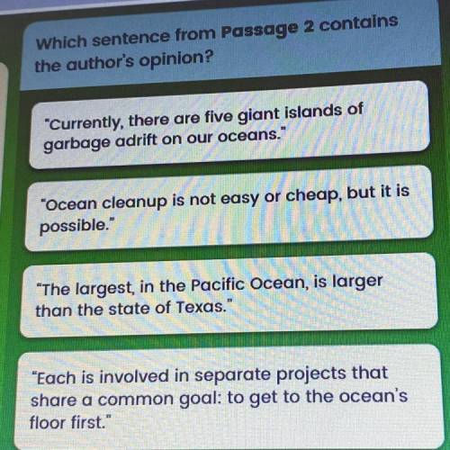 Which sentence from Passage 2 contains

the author's opinion?
Currently, there are five giant isl