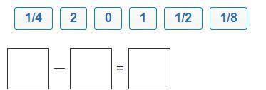 What is the best estimation of the equation 7/8 − 6/11? Drag the numbers into the boxes. Numbers ma