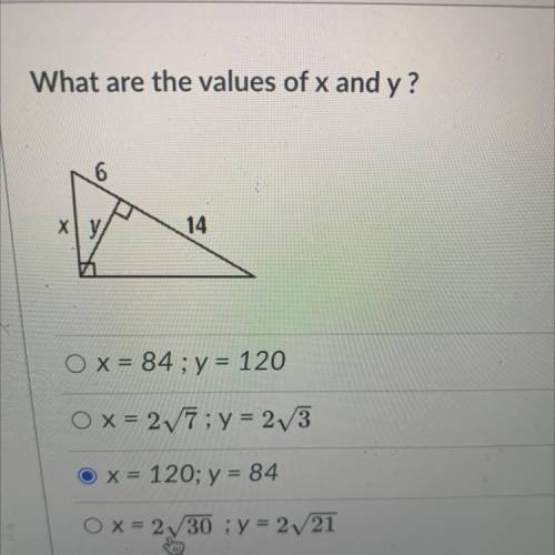 What are the values of x and y