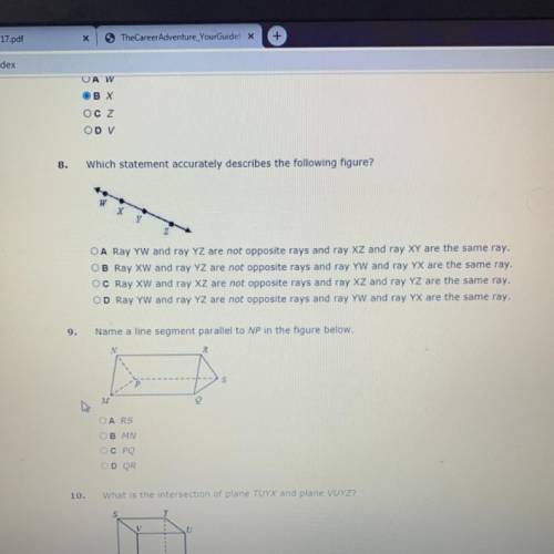 S.

Which statement accurately describes the following figure?
O A Ray YW and ray YZ are not oppo