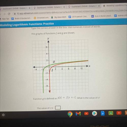 Function g is defined as g(x)=f(x+c)