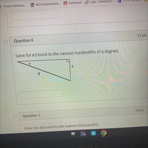 Solve for x (round to the nearest hundredths of a degree)
PLEASE HELP ME DUE IN A HR