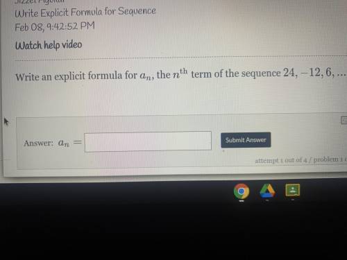Write an explicit formula for the term of the sequence 24, -12, 6 + an image