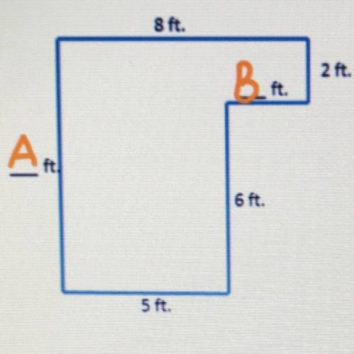 Find the missing dimensions of the figure below and then find the perimeter area. The fiqure is not