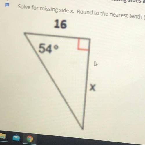 Use trigonometry to solve for missing sides and angles of right triangles.

Solve for missing side