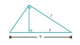 In the figure below, find the exact value of y. (Do not approximate your answer.)