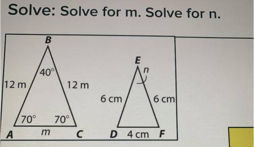 Solve for m. Solve for n. PLZZZ I NEED HELP ASAP